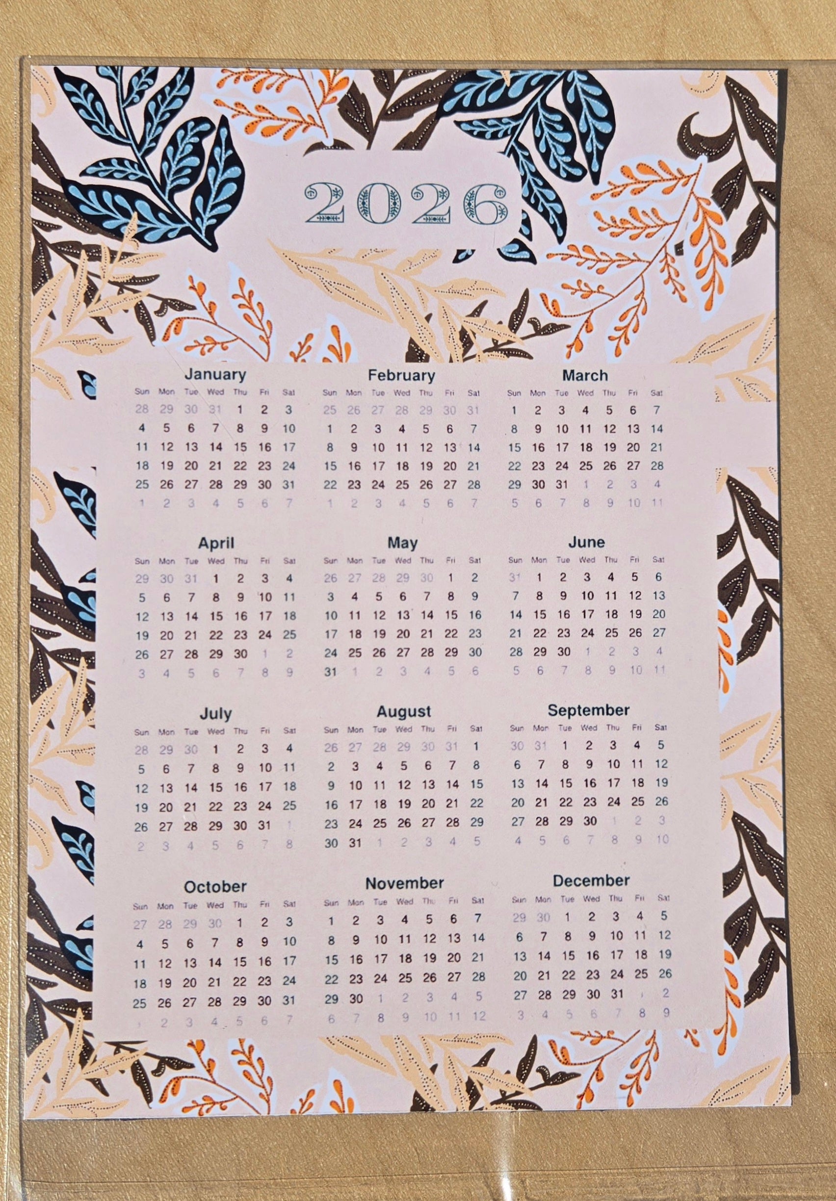 Elegant Floral Fridge Calendar